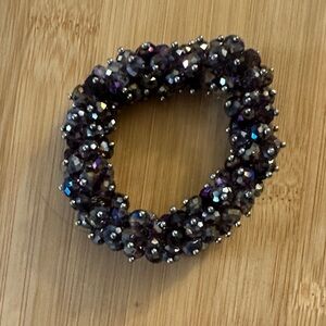 Elegant Purple Beaded Heart Bracelet